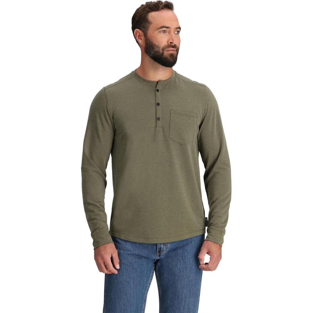 imageOutdoor Research Mens Aberdeen Long Sleeve Henley  Moisture Wicking Athletic Shirt UPF 30 Sun ProtectionRanger Green Heather