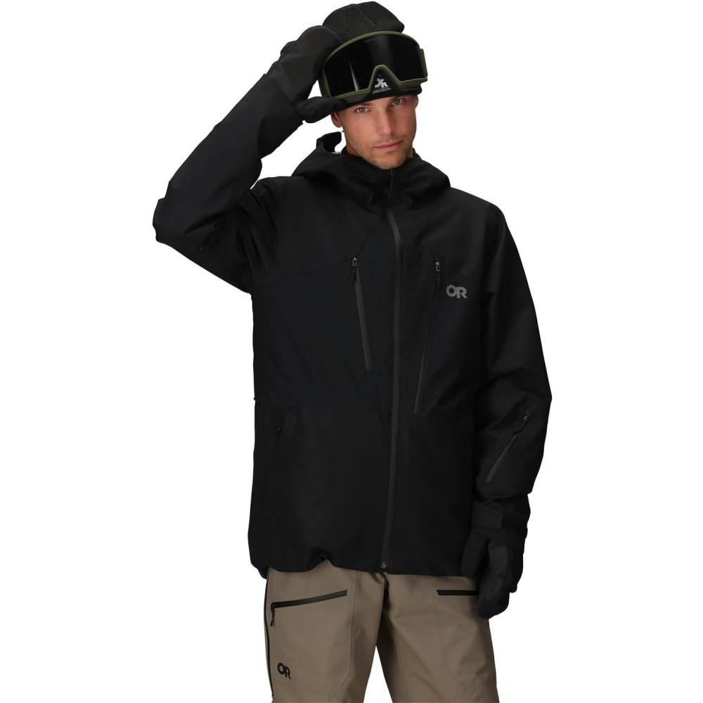 imageOutdoor Research Mens Powderverse Jacket  Waterproof Windproof Insulated Ski amp Snow Jacket Helmet Compatible HoodBlack