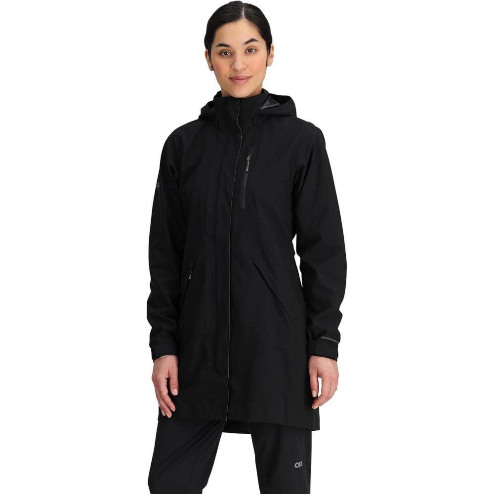 imageOutdoor Research Womens Aspire 3L Trench  Waterproof Windproof Hooded Standard FitBlack