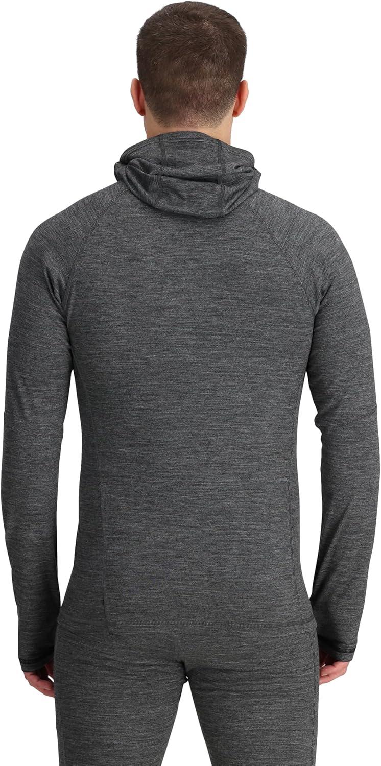 imageOutdoor Research Mens Alpine Onset Merino Wool 150 Hoodie Breathable Moisture Wicking Quick Drying UPF 30Black Heather