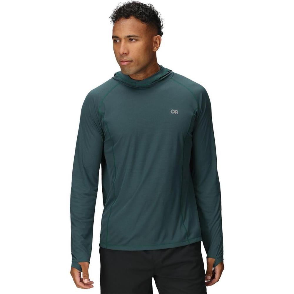 imageOutdoor Research Mens Echo Hoodie  Lightweight UPF 15 Sun Shirt MoistureWicking Odor Control BreathableDouglas Fir