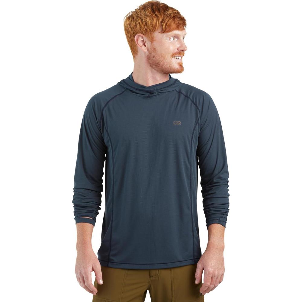 imageOutdoor Research Mens Echo Hoodie  Lightweight UPF 15 Sun Shirt MoistureWicking Odor Control BreathableNaval Blue