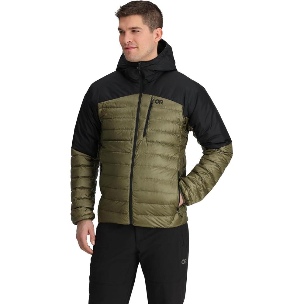 imageOutdoor Research Mens Helium Down HoodieRanger GreenBlack