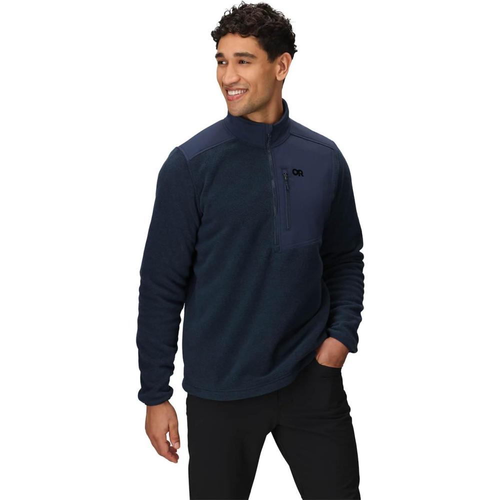 imageOutdoor Research Mens OR Polartec 200 Half Zip  Breathable Fleece 12 Zip for Hiking UPF 50 MidweightBlue