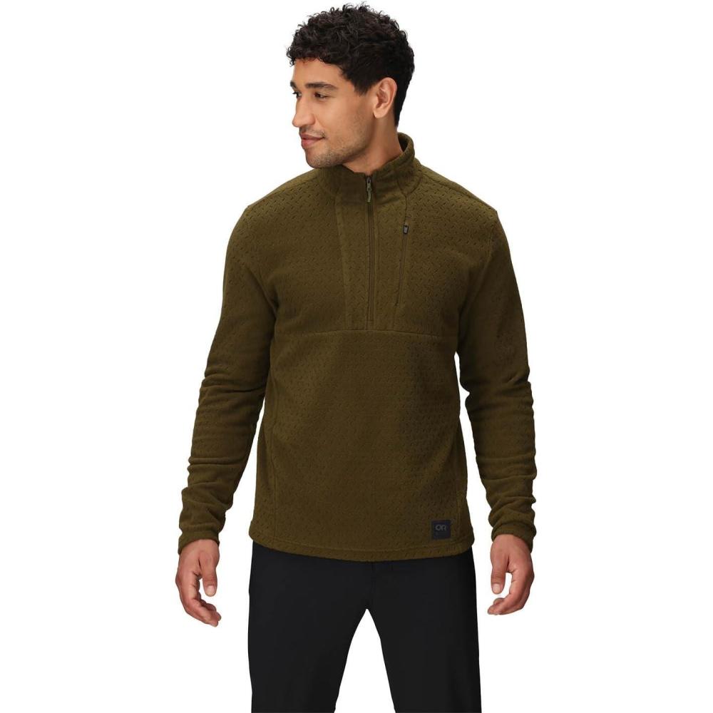 imageOutdoor Research Mens Trail Mix XT Fleece Half Zip  Temperature SelfRegulating Fabric UPF 50 LightweightDark Olive