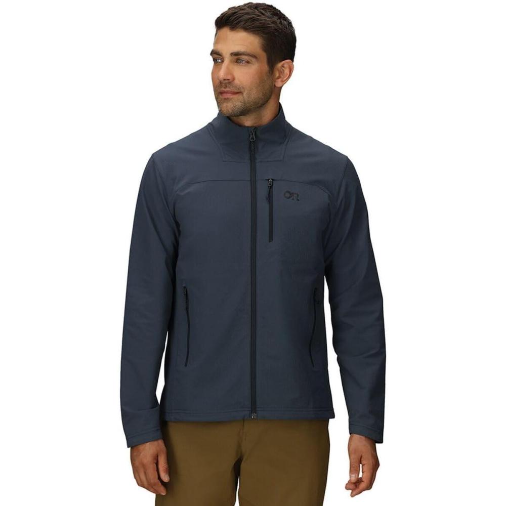 imageOutdoor Research Mens Ultima Softshell Jacket  Water amp Wind Resistant Zippered Chest amp Hand Pockets UPF 50Atlantic