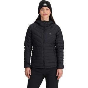 Outdoor Research Women’s Transcendent Down Hoodie Jacket | Water & Wind Resistant, Insulated, Lightweight, Standard Fit(Black)