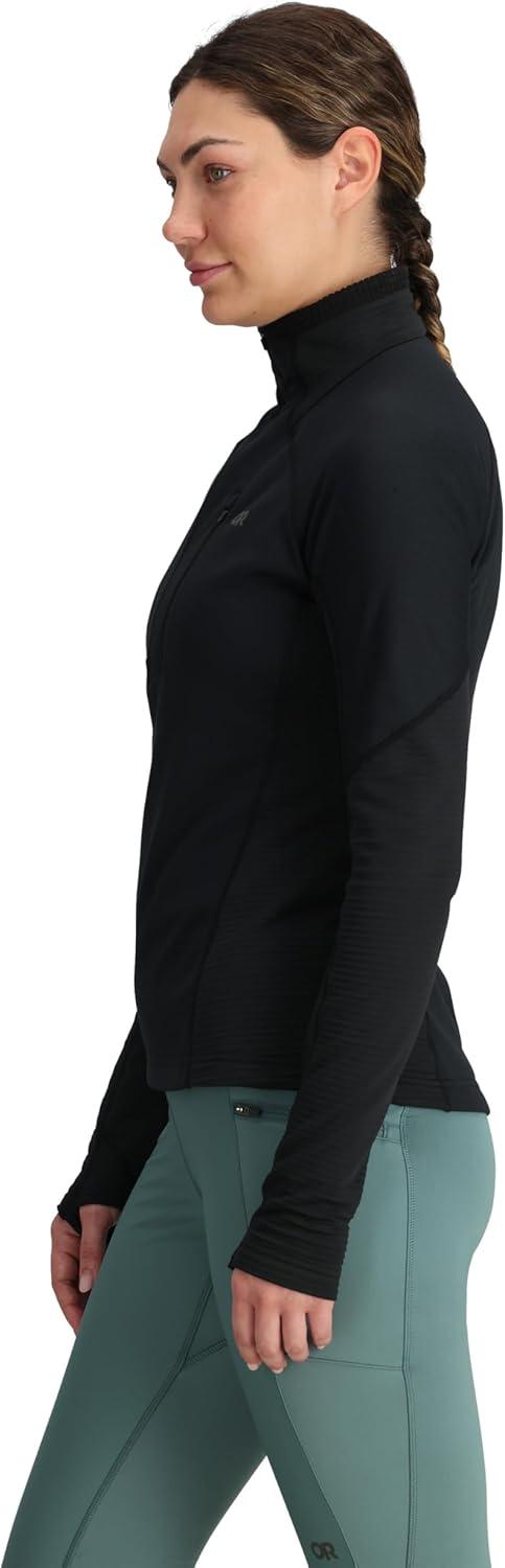 imageOutdoor Research Womens Deviator Fleece Half Zip Temperature Regulating Fabric Moisture Wicking UPF 30Black