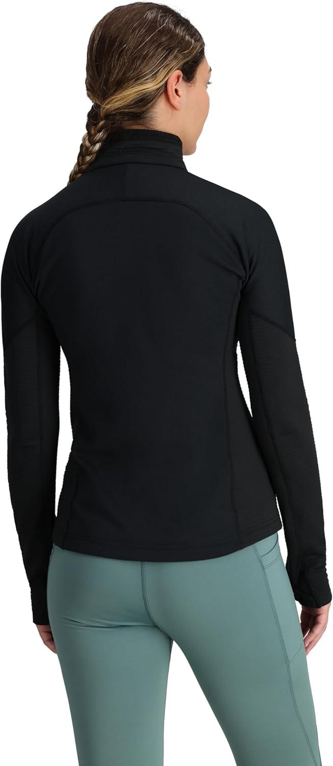 imageOutdoor Research Womens Deviator Fleece Half Zip Temperature Regulating Fabric Moisture Wicking UPF 30Black
