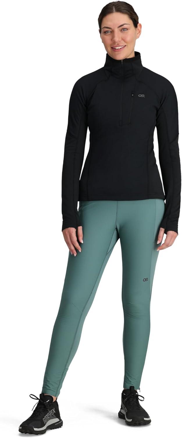 imageOutdoor Research Womens Deviator Fleece Half Zip Temperature Regulating Fabric Moisture Wicking UPF 30Black