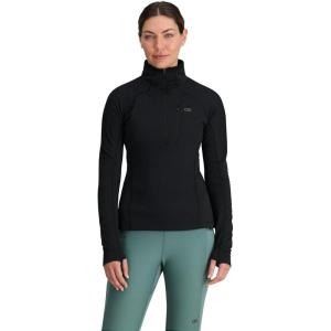 Outdoor Research Women’s Deviator Fleece Half Zip | Temperature Regulating Fabric, Moisture Wicking, UPF 30+(Black)