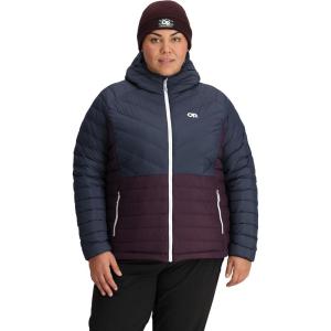 Outdoor Research Women’s Transcendent Down Hoodie – Plus Size | Insulated, Water & Wind Resistant, Lightweight(Dark Navy/Amethyst)