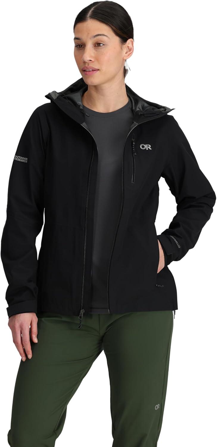 imageOutdoor Research Womens Aspire 3L Jacket Waterproof Windproof Hooded Long Sleeve Standard FitBlack