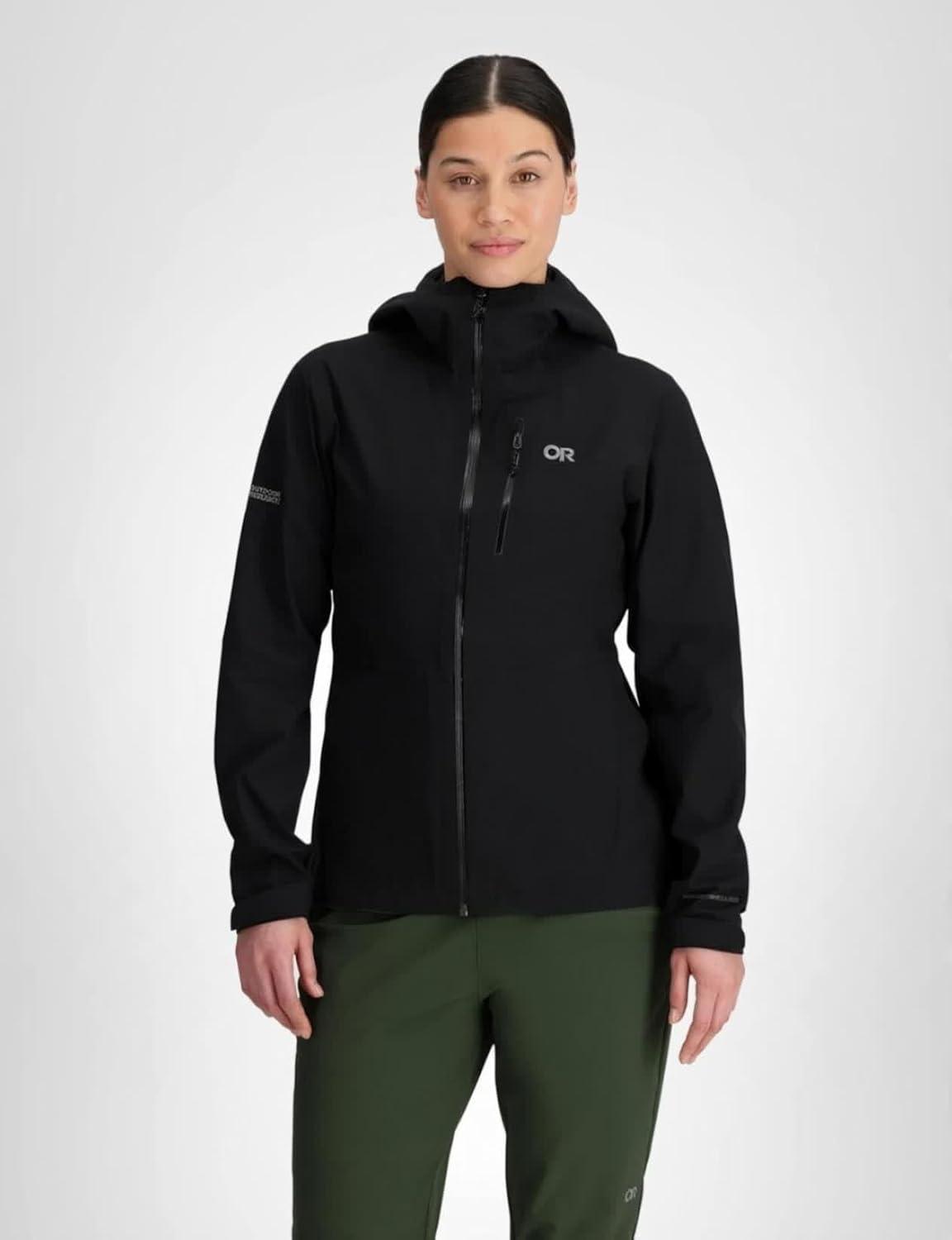 imageOutdoor Research Womens Aspire 3L Jacket Waterproof Windproof Hooded Long Sleeve Standard FitBlack