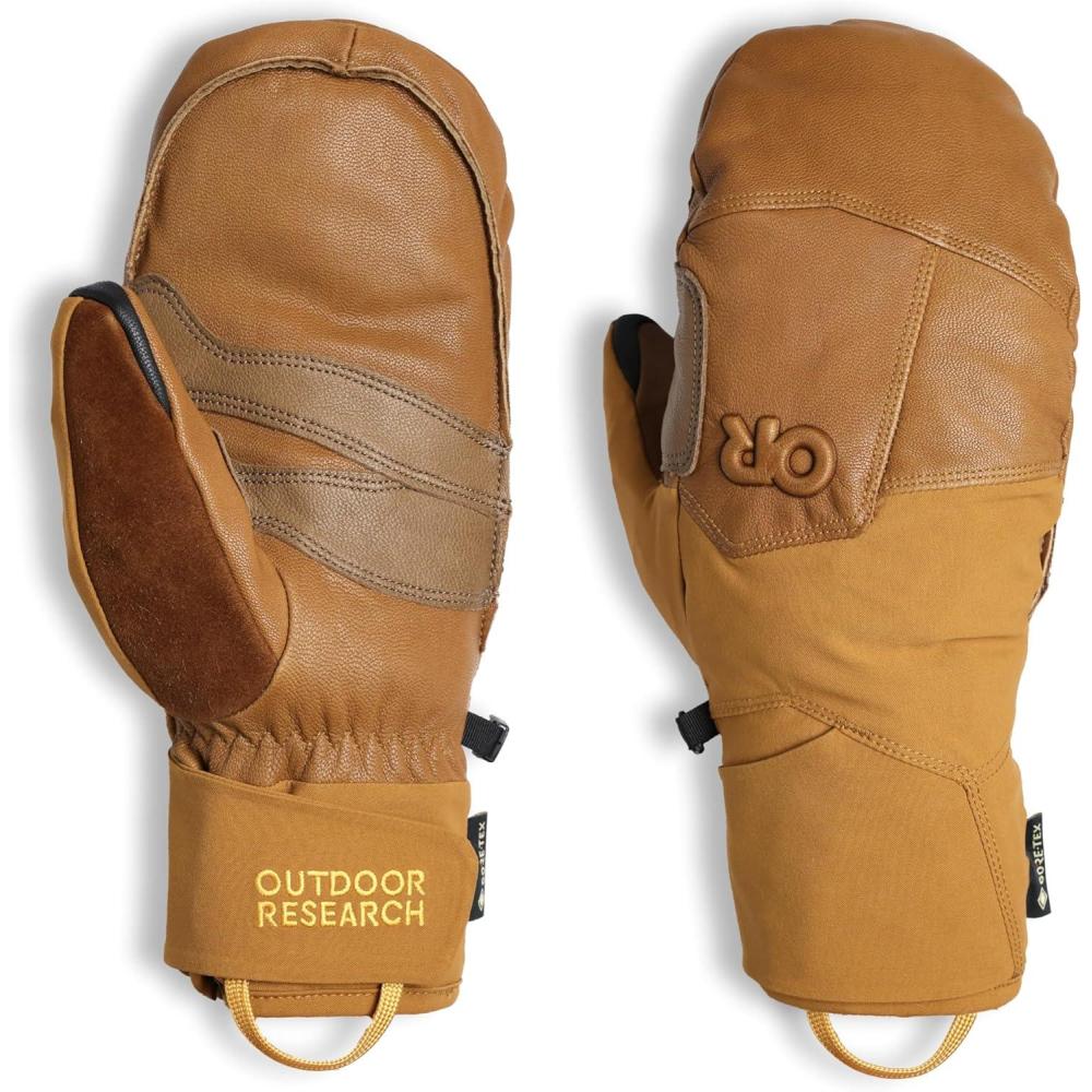 imageOutdoor Research Team GoreTex Mitts  Waterproof Windproof Touchscreen Compatible Leather ThumbDark Natural