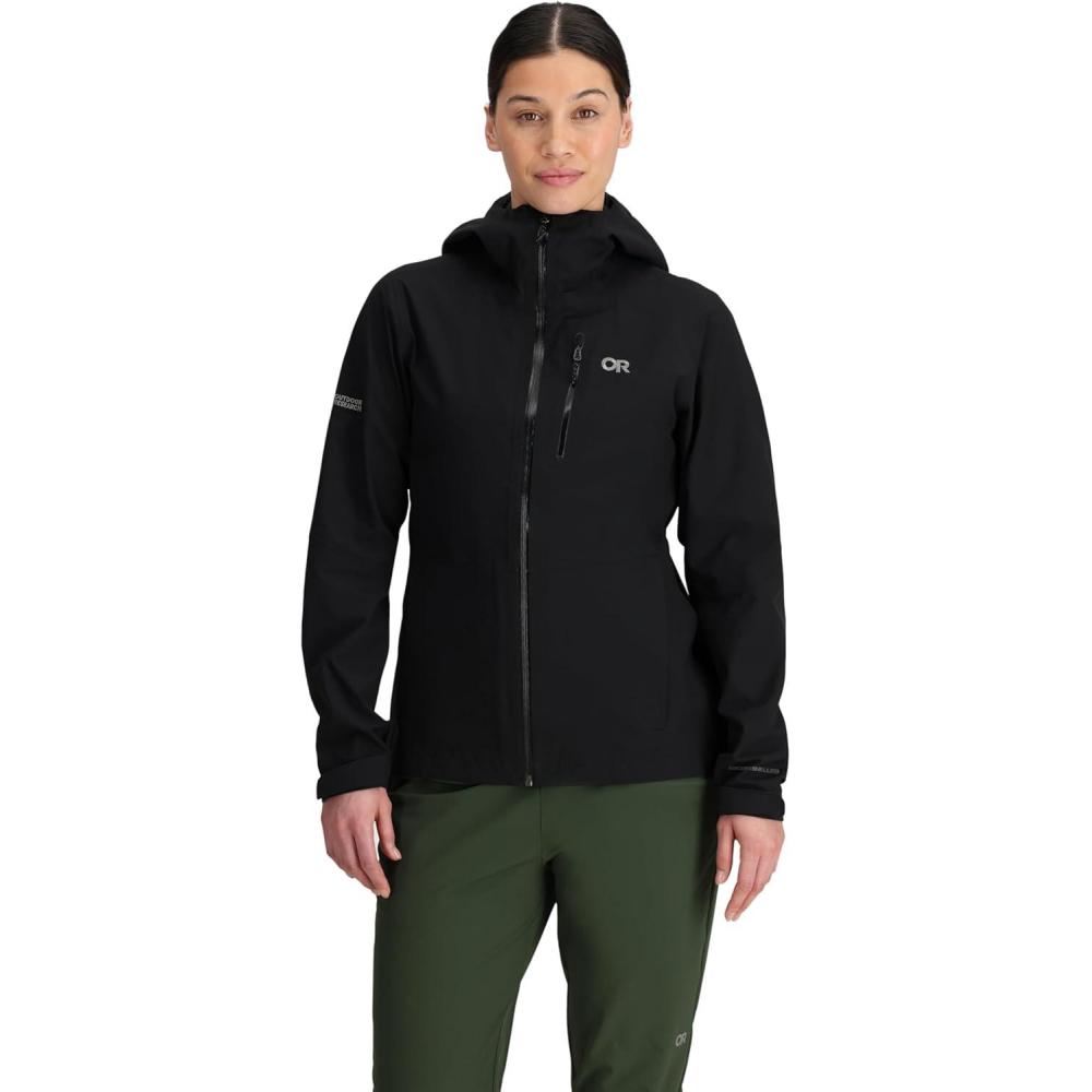 imageOutdoor Research Womens Aspire 3L Jacket  Waterproof Windproof Hooded Long Sleeve Standard FitBlack