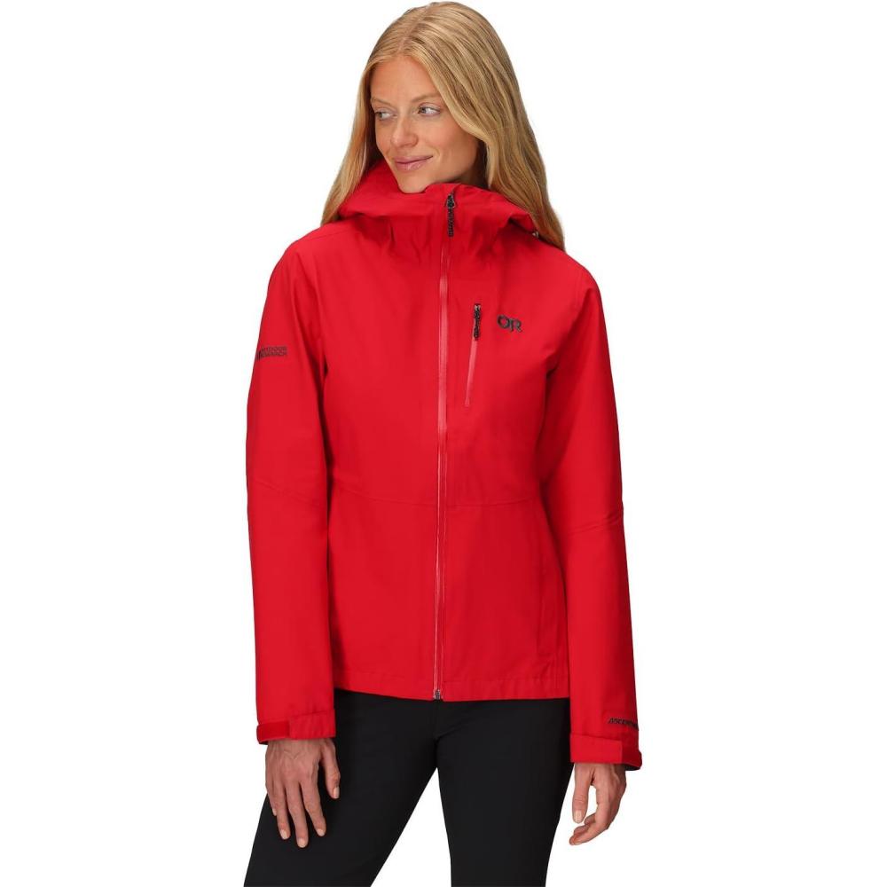 imageOutdoor Research Womens Aspire 3L Jacket  Waterproof Windproof Hooded Long Sleeve Standard FitLingonberry