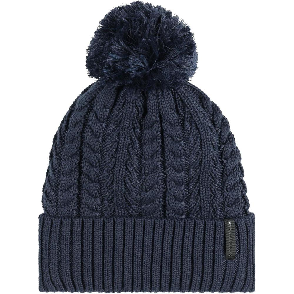 imageOutdoor Research Womens Liftie Beanie  Moisture Wicking Cable Knit MultiColor Pom PomDark Navy