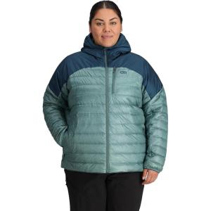 Outdoor Research Women’s Helium Down Hoodie-Plus, Neptune/Harbor, 2X