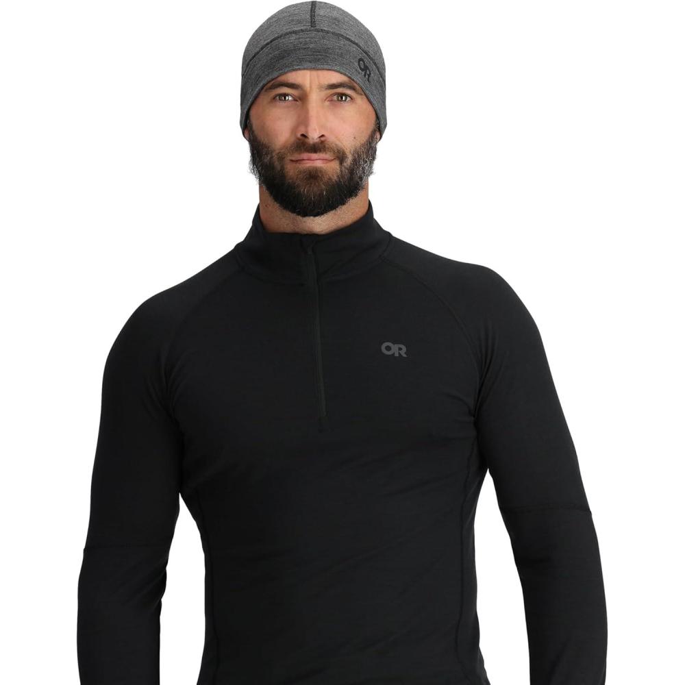 imageOutdoor Research Alpine Onset Merino Wool 150 Beanie  Breathable Moisture Wicking UPF 30 Double Layered EarbandBlack Heather