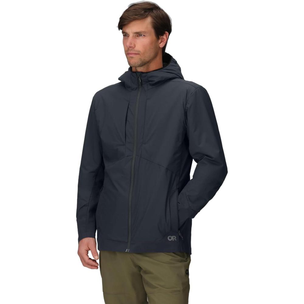 imageOutdoor Research Mens Shadow Hybrid Hoodie  Insulated Zip Up Jacket Lightweight Water Resistant in Light RainBlack