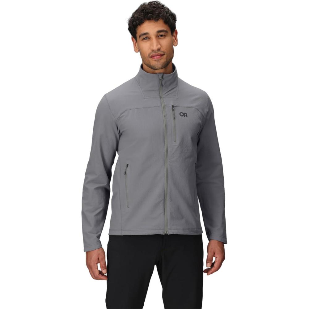 imageOutdoor Research Mens Ultima Softshell Jacket  Water amp Wind Resistant Zippered Chest amp Hand Pockets UPF 50 Wolf Grey Large