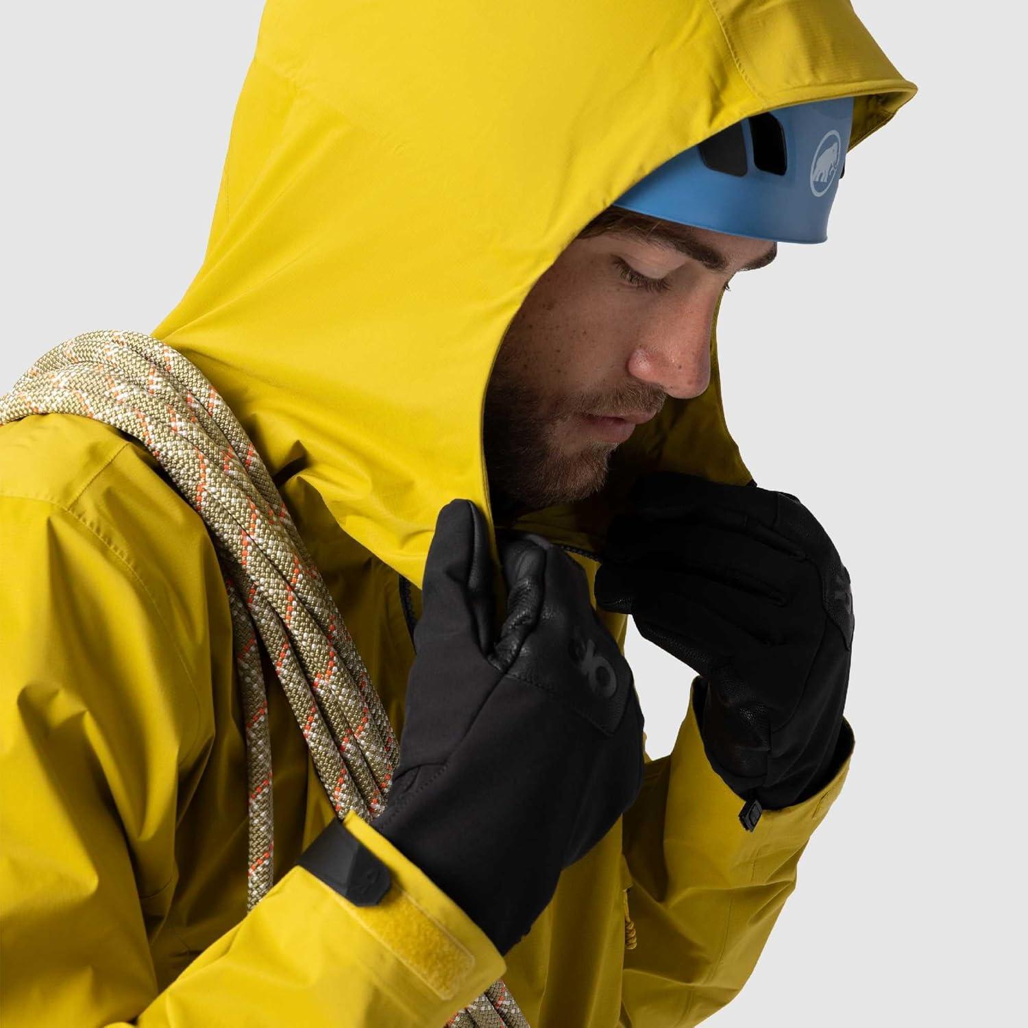 imageOutdoor Research Mens SkyChaser Jacket Lightweight Waterproof Mountaineering Shell Pit Zips Helmet Compatible HoodAmber