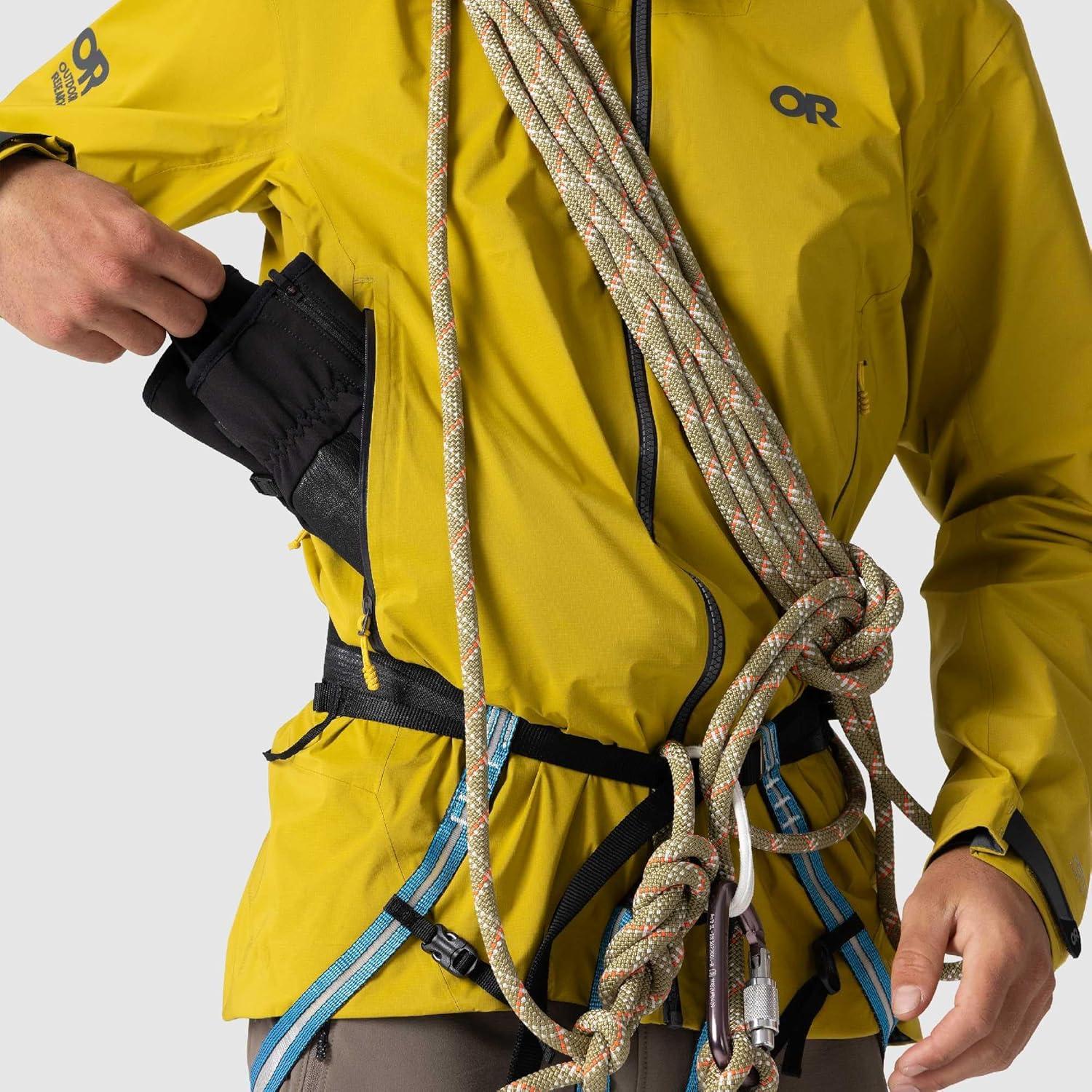 imageOutdoor Research Mens SkyChaser Jacket Lightweight Waterproof Mountaineering Shell Pit Zips Helmet Compatible HoodAmber