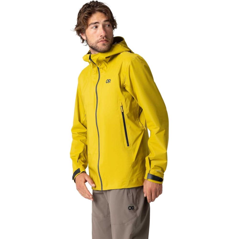 imageOutdoor Research Mens SkyChaser Jacket Lightweight Waterproof Mountaineering Shell Pit Zips Helmet Compatible HoodAmber