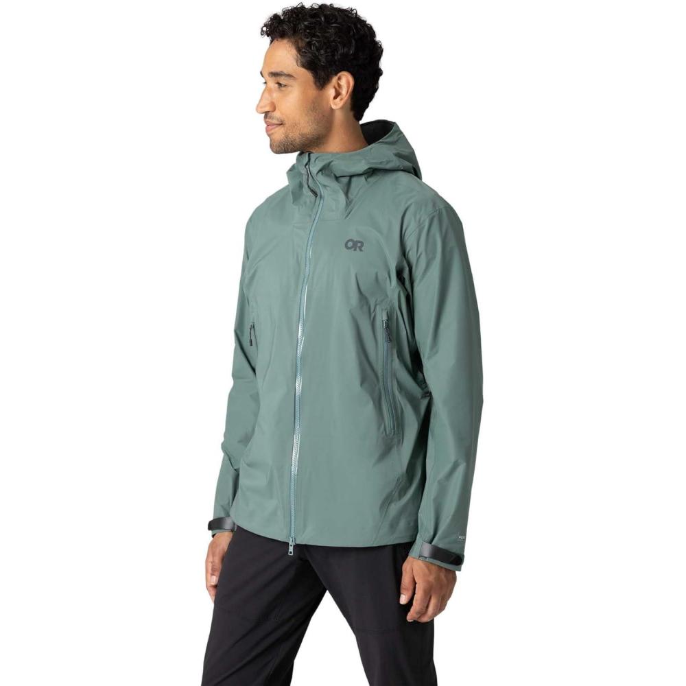 imageOutdoor Research Mens SkyChaser Jacket  Lightweight Waterproof Mountaineering Shell Pit Zips Helmet Compatible HoodMalachite