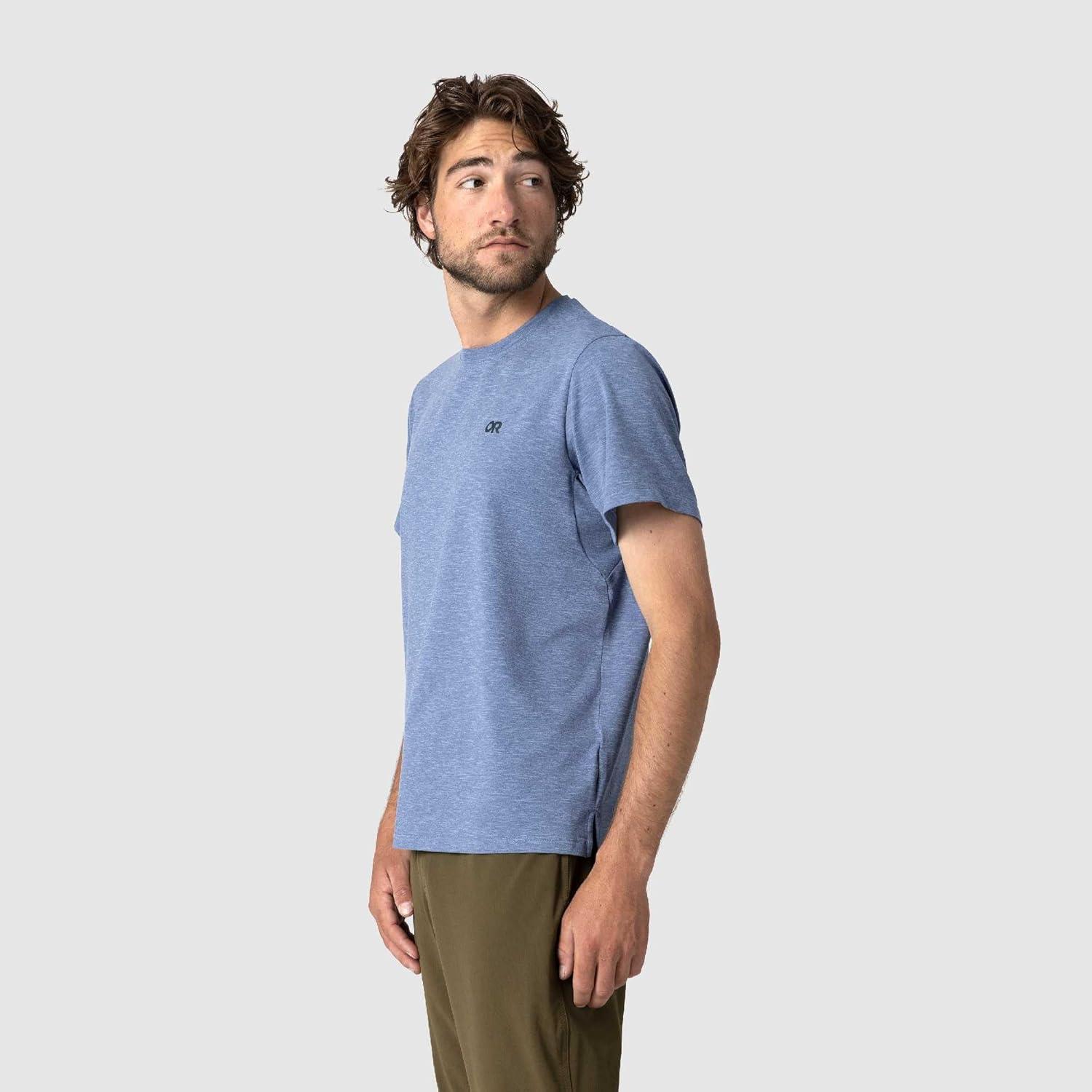 imageOutdoor Research Mens ActiveIce Spectrum Sun TShirt SelfCooling QuickDry MoistureWicking UPF 50 Standard FitAscent Blue Heather