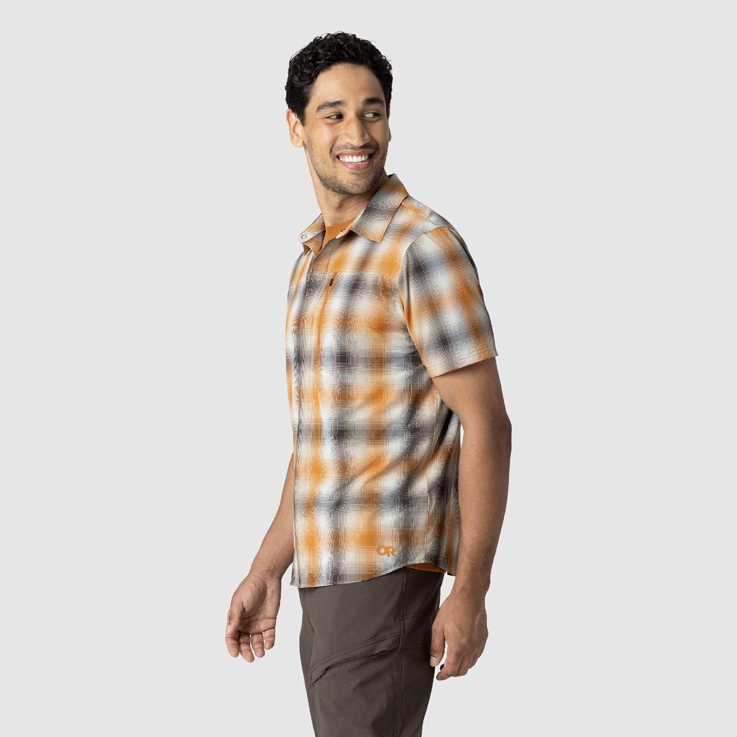 imageOutdoor Research Mens Astroman Short Sleeve Sun Shirt Lightweight UPF 30 Snap Button Hiking Top Breathable amp StretchySedona Plaid