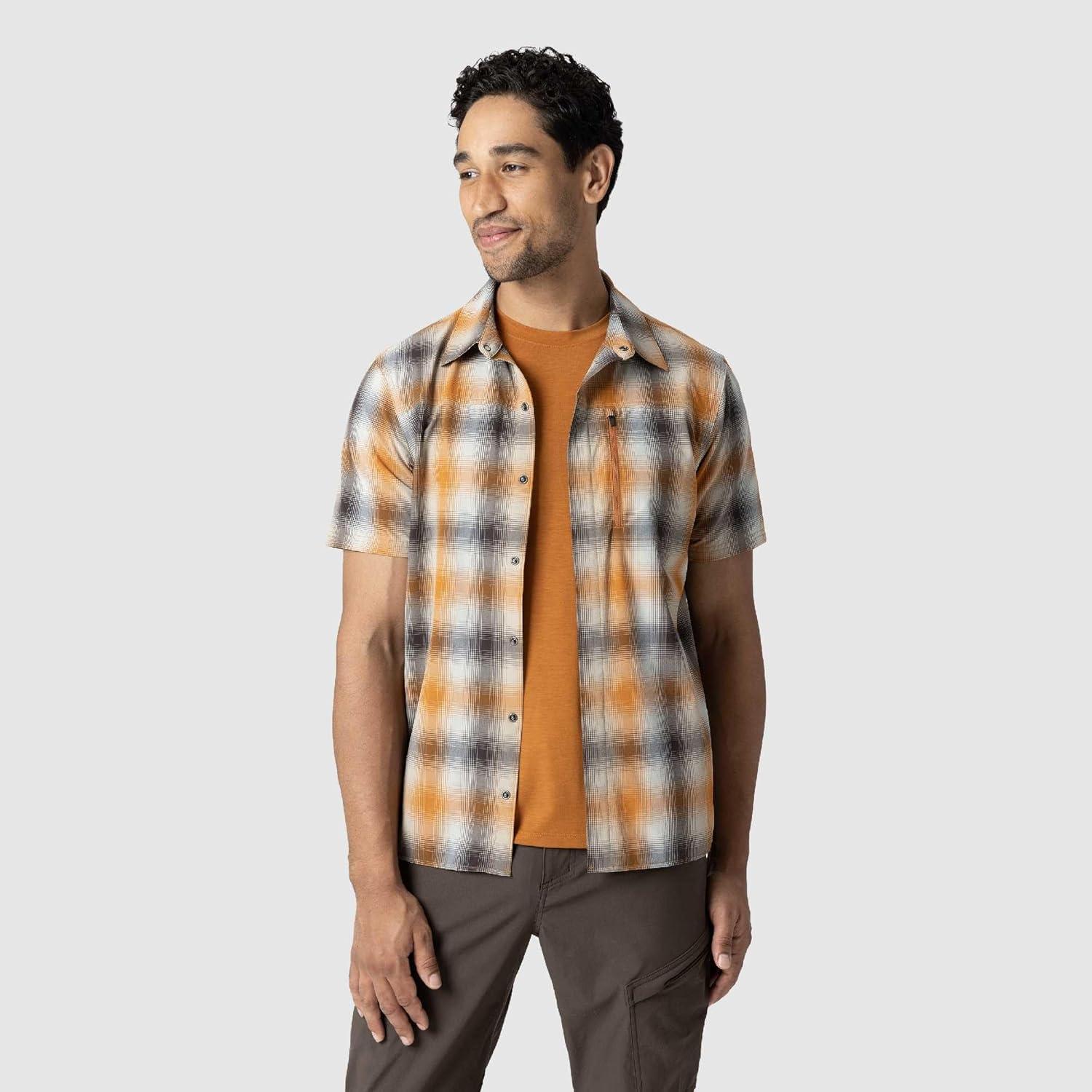 imageOutdoor Research Mens Astroman Short Sleeve Sun Shirt Lightweight UPF 30 Snap Button Hiking Top Breathable amp StretchySedona Plaid