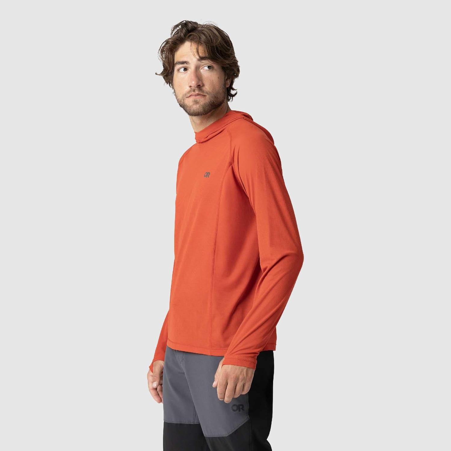 imageOutdoor Research Mens Echo Hoodie Lightweight UPF 15 Sun Shirt MoistureWicking Odor Control BreathableCardinal