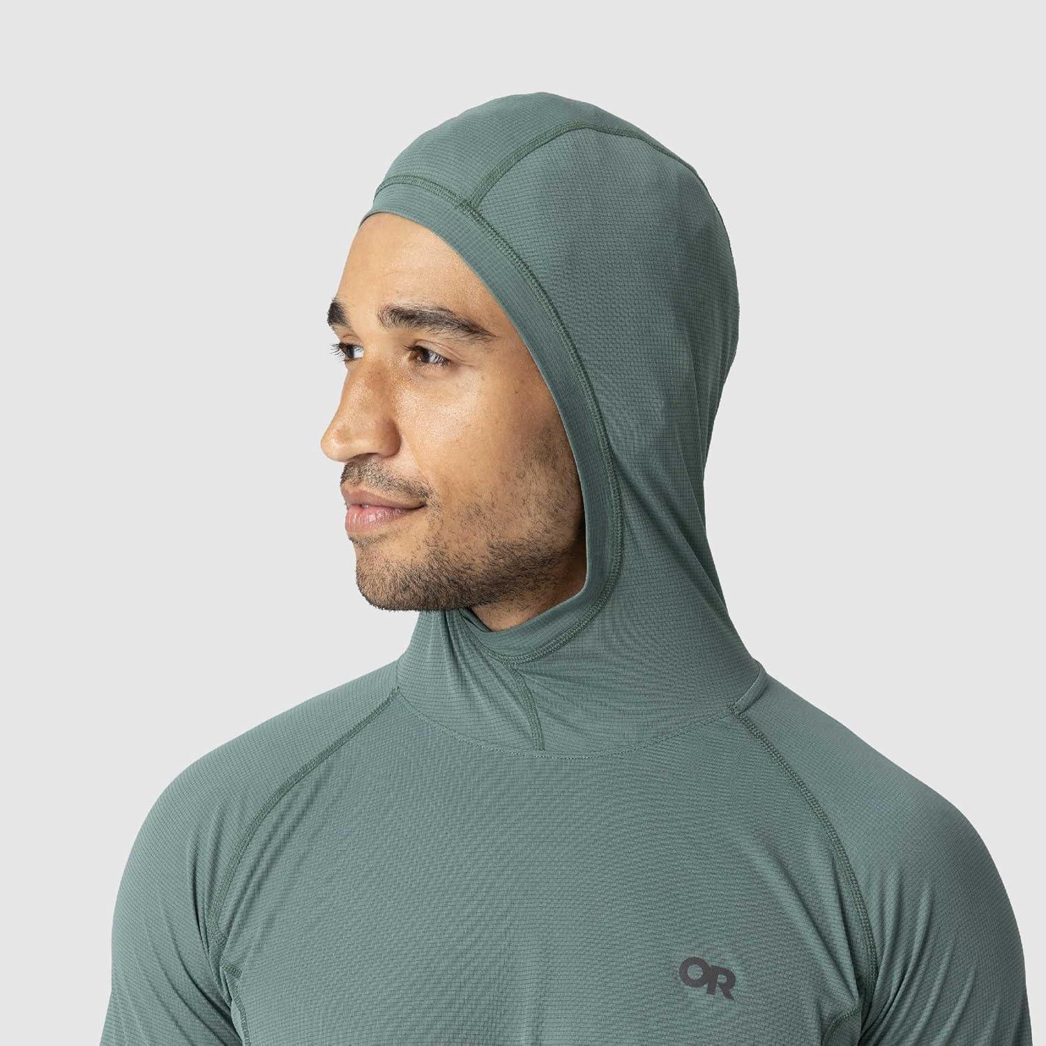 imageOutdoor Research Mens Echo Hoodie Lightweight UPF 15 Sun Shirt MoistureWicking Odor Control BreathableMalachite