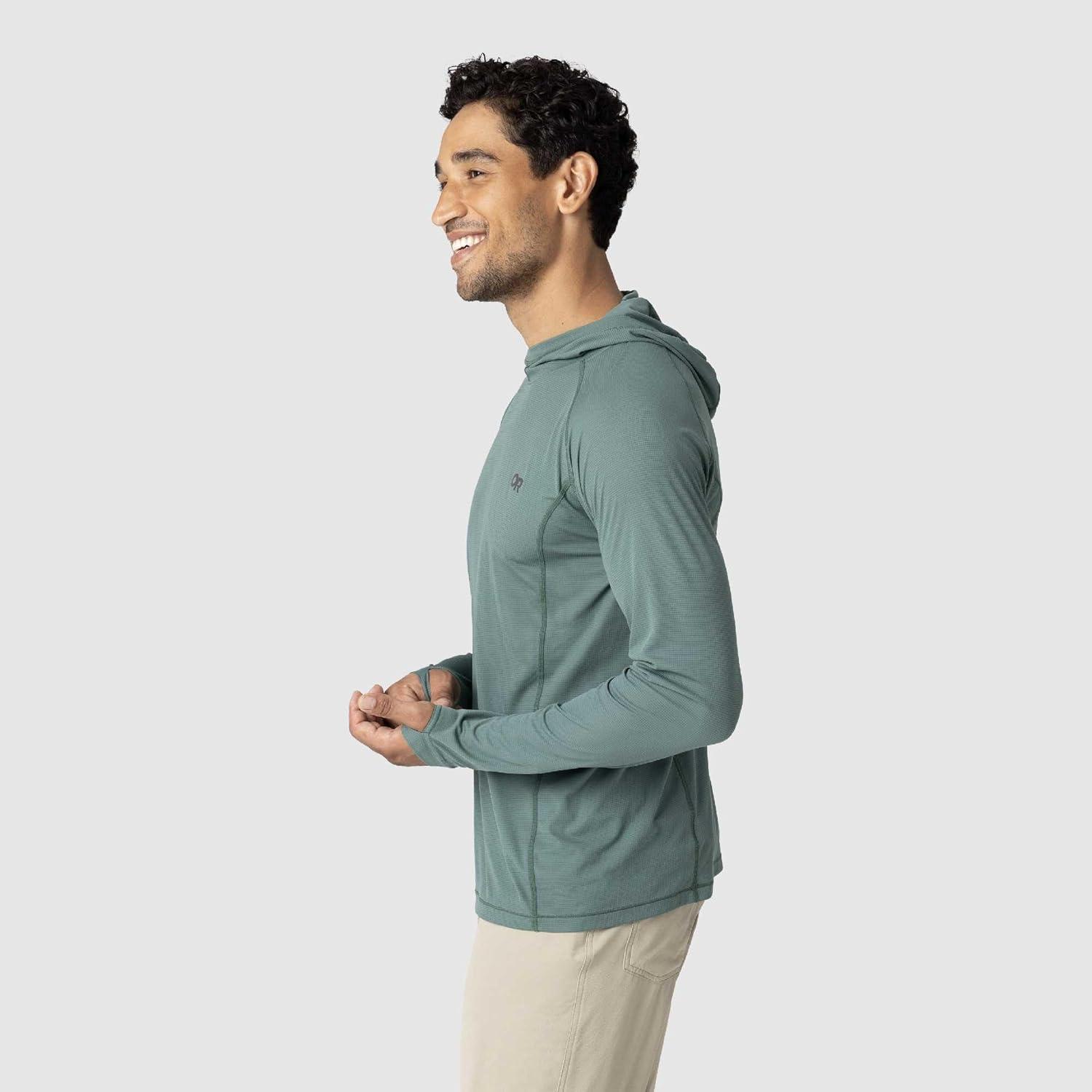 imageOutdoor Research Mens Echo Hoodie Lightweight UPF 15 Sun Shirt MoistureWicking Odor Control BreathableMalachite