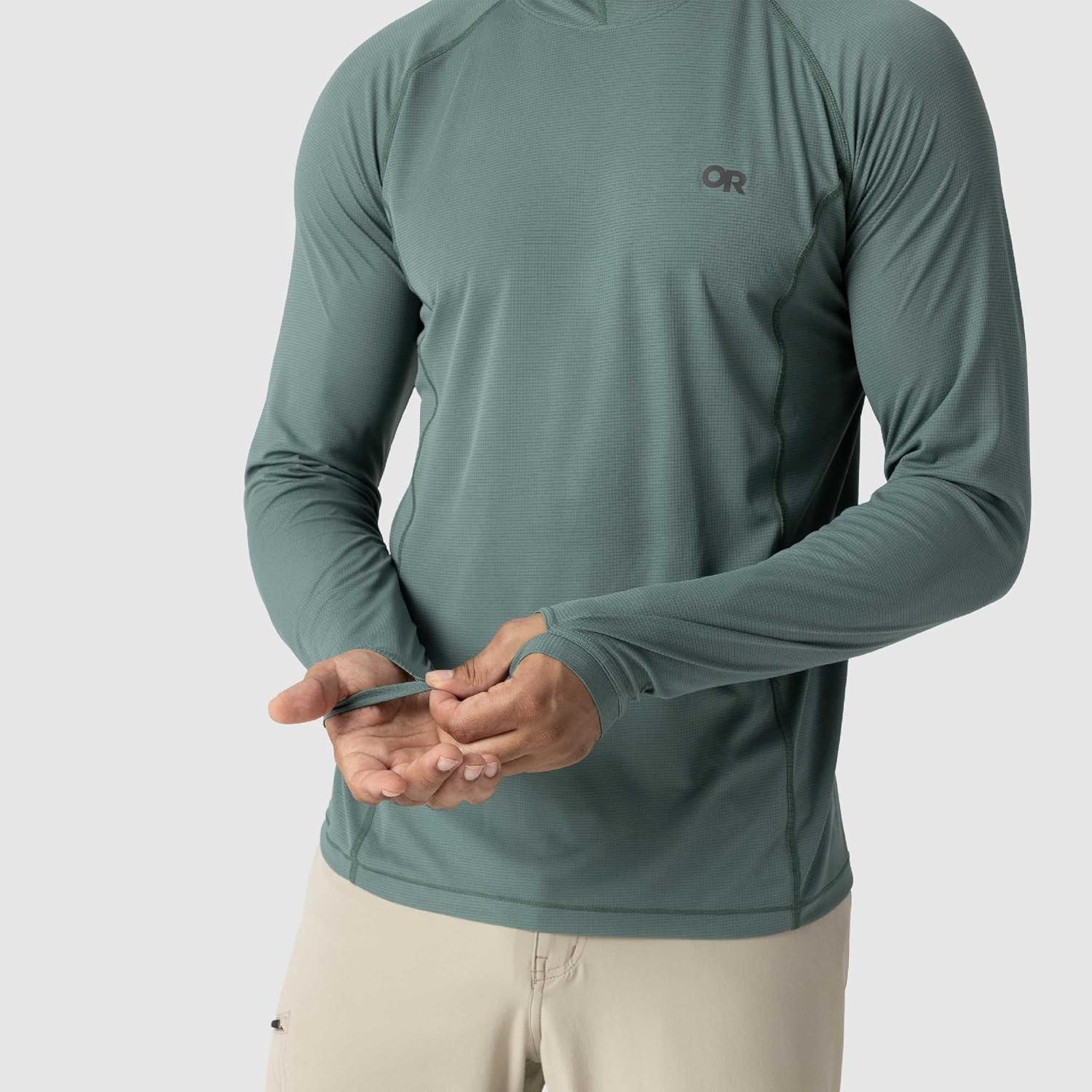 imageOutdoor Research Mens Echo Hoodie Lightweight UPF 15 Sun Shirt MoistureWicking Odor Control BreathableMalachite