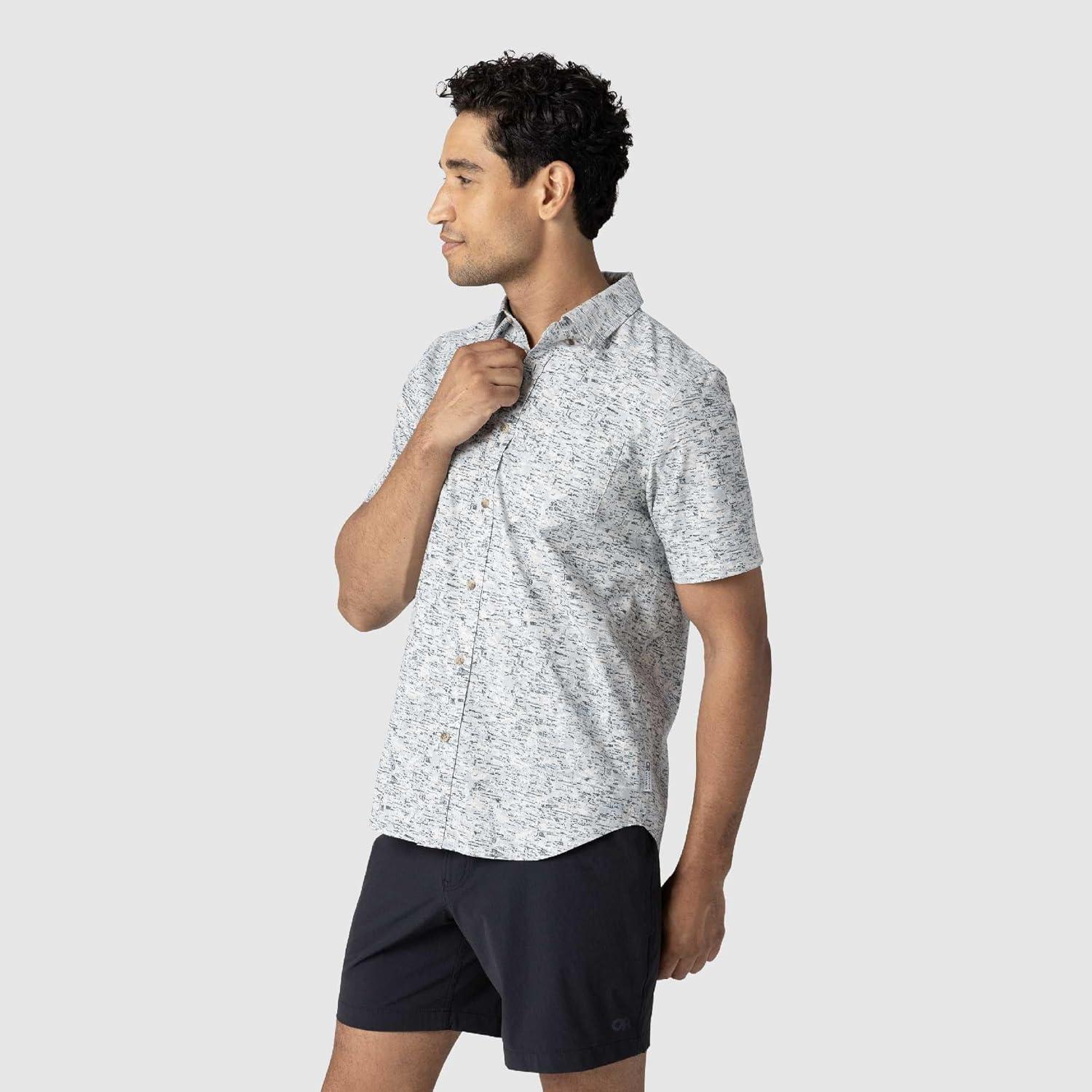 imageOutdoor Research Mens Rooftop Short Sleeve Shirt Button Down Shirt for MenOyster Traverse Print