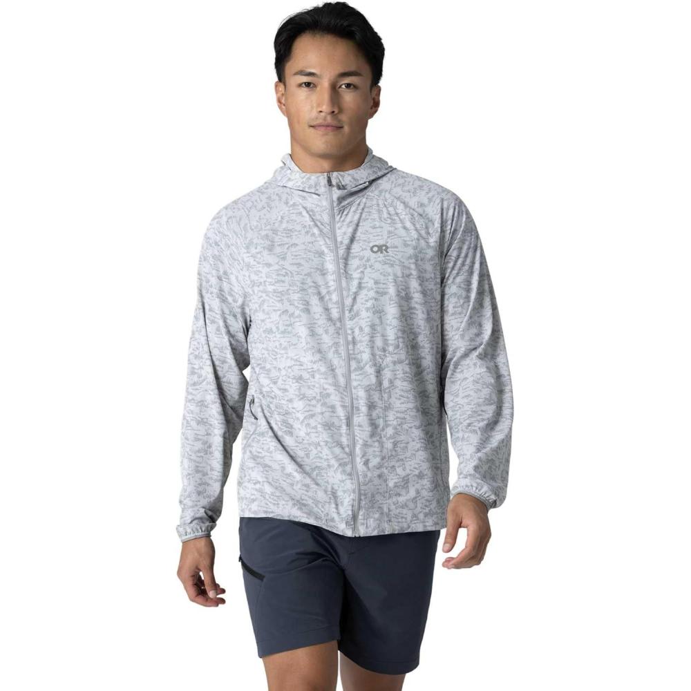 imageOutdoor Research Mens Astroman Full Zip Sun Hoodie Lightweight UPF 30 Shirt for Hiking amp Hot Weather Moisture WickingPebble Switchback Print