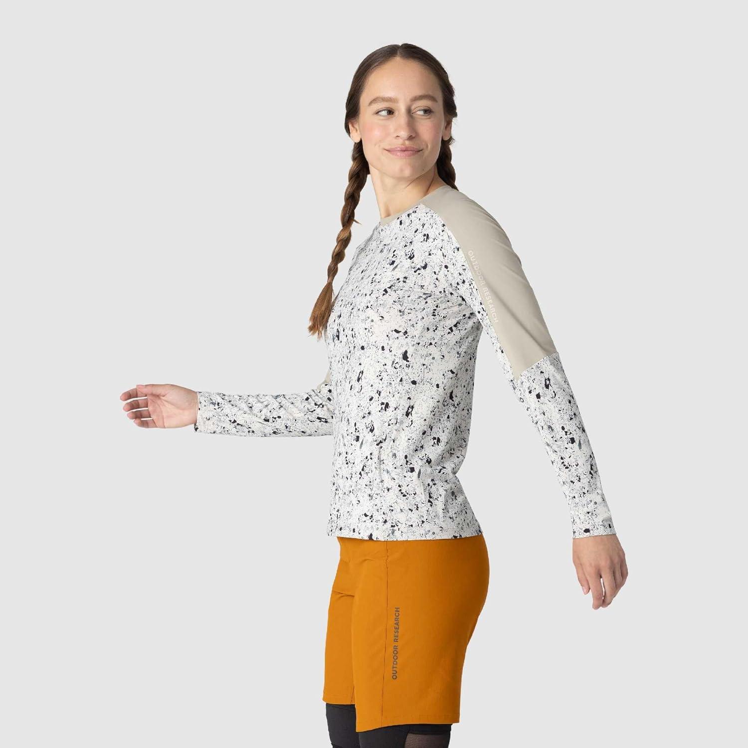 imageOutdoor Research Womens Freewheel MTB Mountain Bike Long Sleeve JerseyPro KhakiOyster Creekside Print