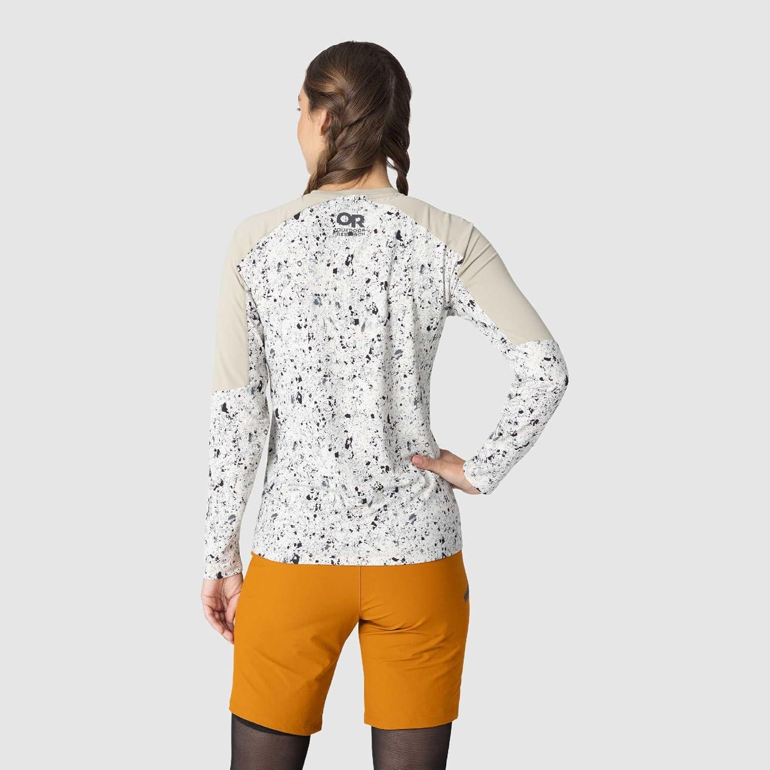 imageOutdoor Research Womens Freewheel MTB Mountain Bike Long Sleeve JerseyPro KhakiOyster Creekside Print