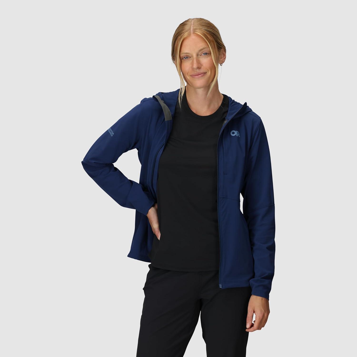 imageOutdoor Research Womens Ferrosi Hoodie Wind amp Water Resistant Zippered Pockets Adjustable Hood Standard FitCenote