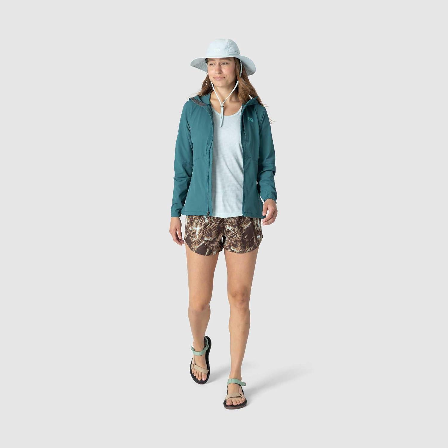 imageOutdoor Research Womens Ferrosi Hoodie Wind amp Water Resistant Zippered Pockets Adjustable Hood Standard FitMallard