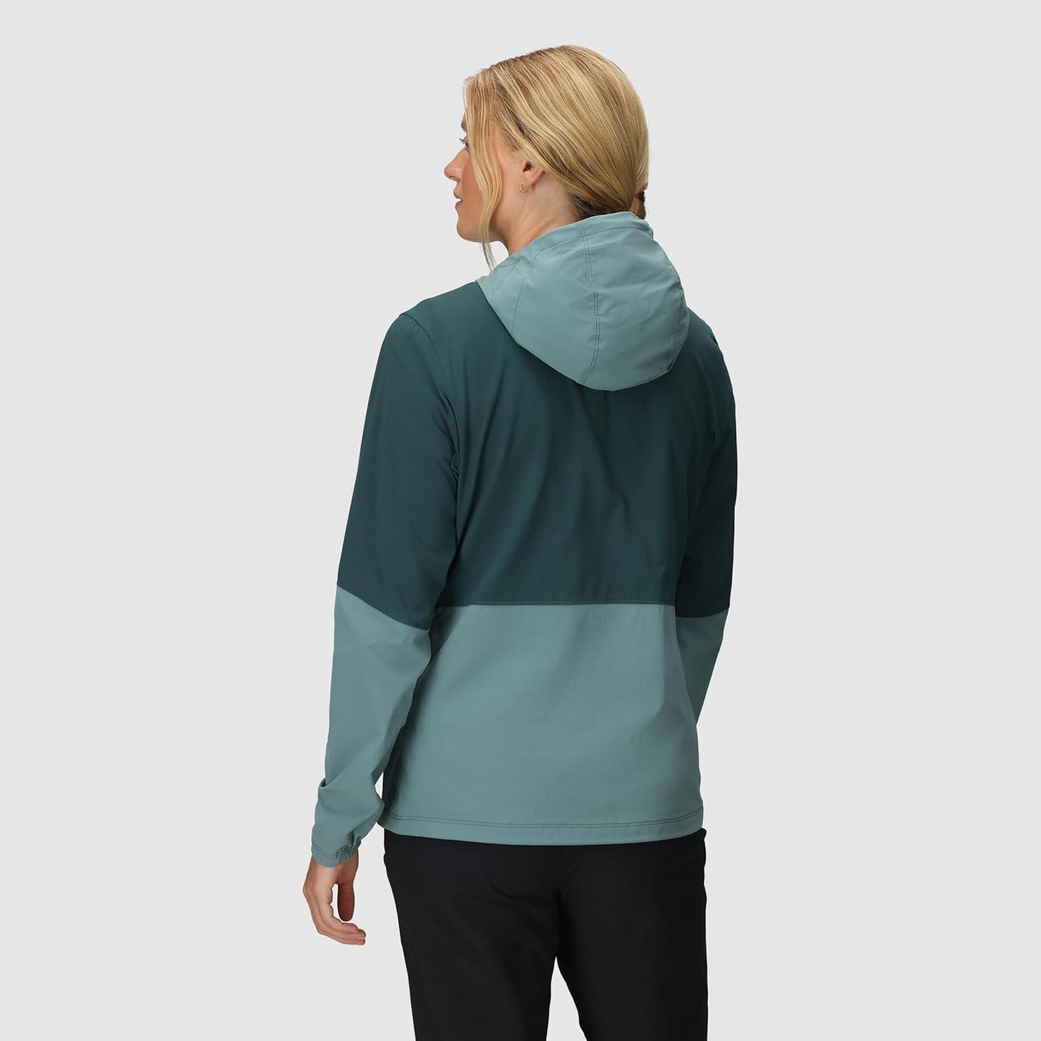 imageOutdoor Research Womens Ferrosi Hoodie Wind amp Water Resistant Zippered Pockets Adjustable Hood Standard FitNeptuneDouglas Fir