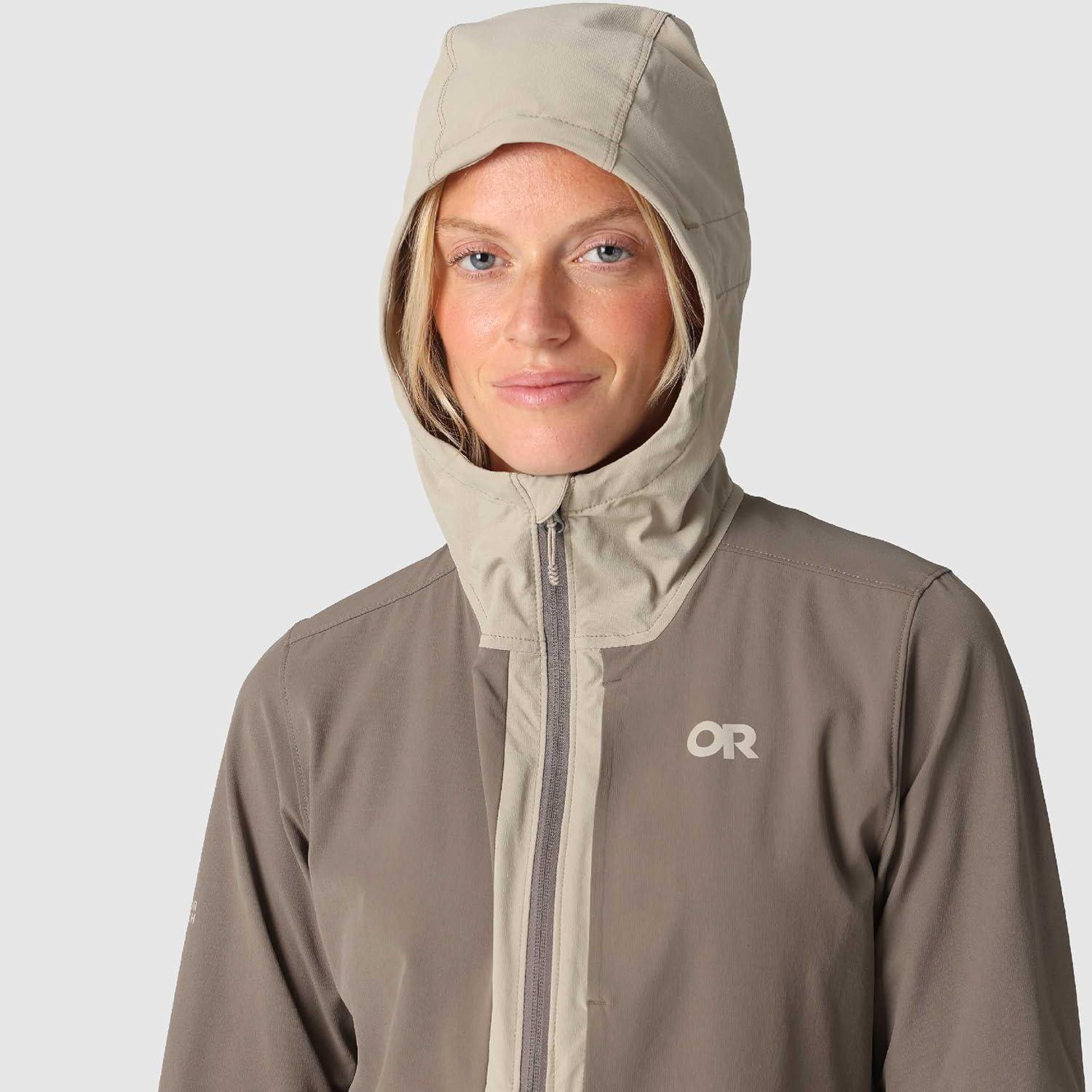 imageOutdoor Research Womens Ferrosi Hoodie Wind amp Water Resistant Zippered Pockets Adjustable Hood Standard FitPro KhakiGravel