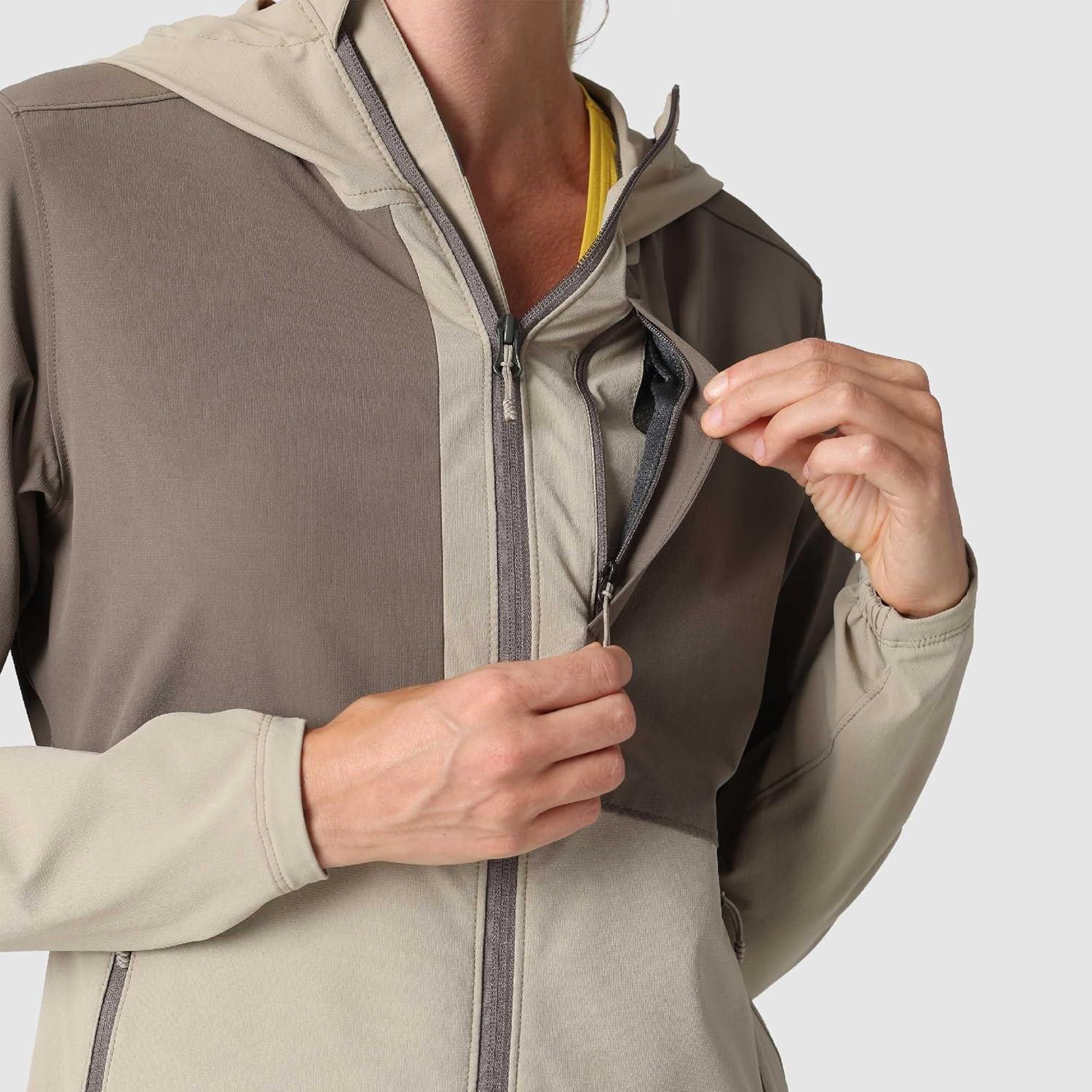 imageOutdoor Research Womens Ferrosi Hoodie Wind amp Water Resistant Zippered Pockets Adjustable Hood Standard FitPro KhakiGravel