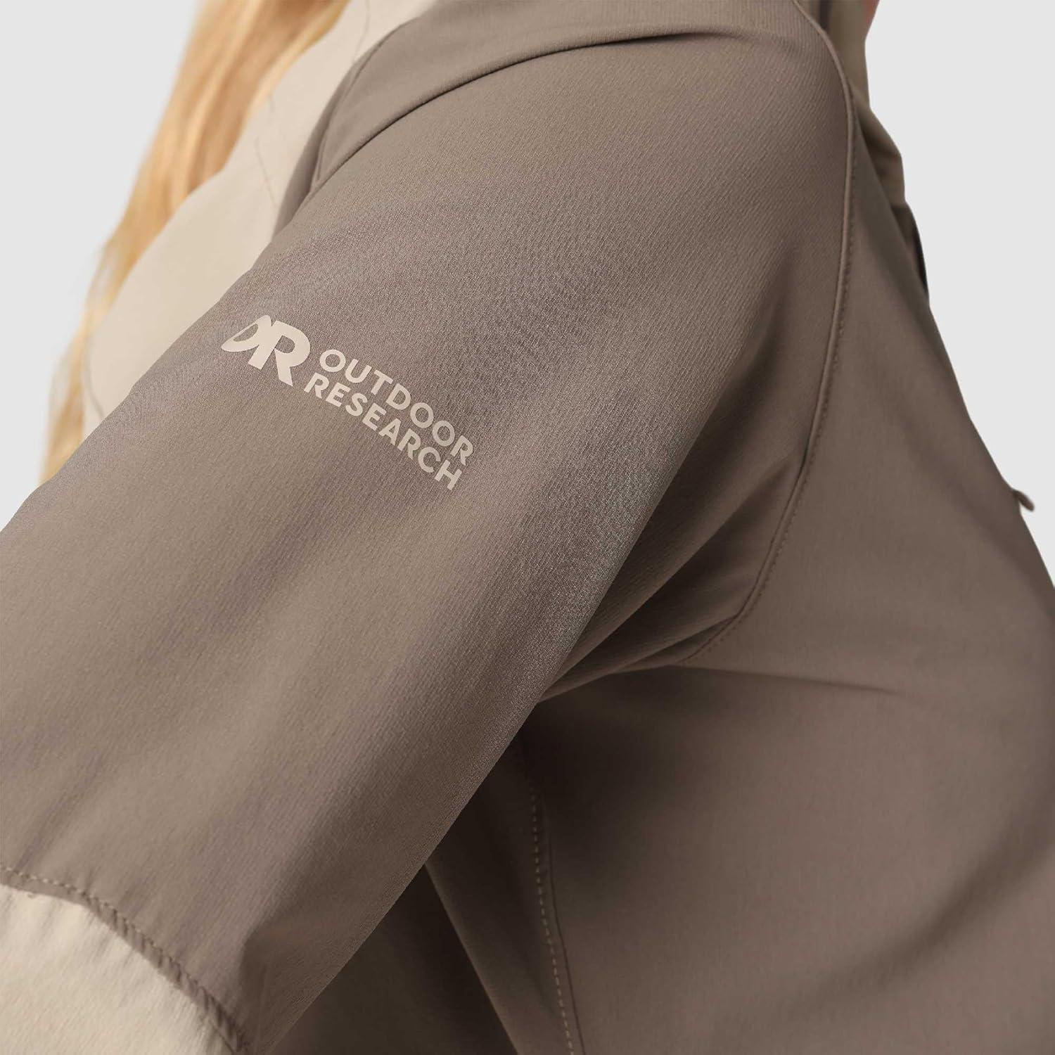 imageOutdoor Research Womens Ferrosi Hoodie Wind amp Water Resistant Zippered Pockets Adjustable Hood Standard FitPro KhakiGravel