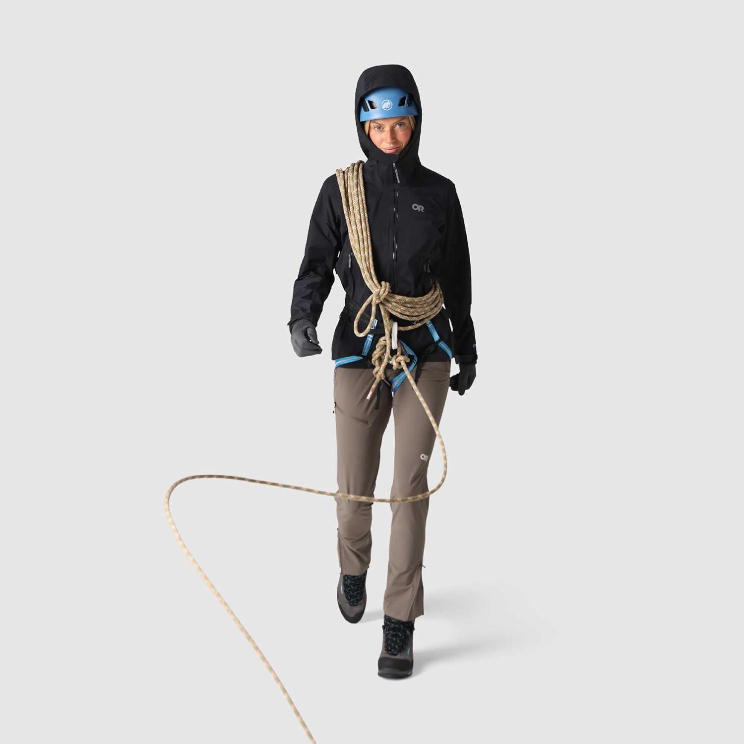 imageOutdoor Research Womens SkyChaser Jacket Lightweight Waterproof Mountaineering Shell Pit Zips Helmet Compatible HoodBlack