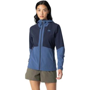 Outdoor Research Women’s Ferrosi Hoodie | Wind & Water Resistant, Zippered Pockets, Adjustable Hood, Standard Fit(Skyline/Dark Navy)