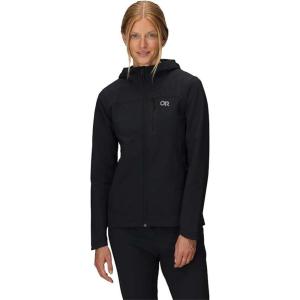 Outdoor Research Women’s Ultima Softshell Hoodie | Wind, Water & Abrasion Resistant, Brushed Inner, UPF 50+, Standard Fit(Black)